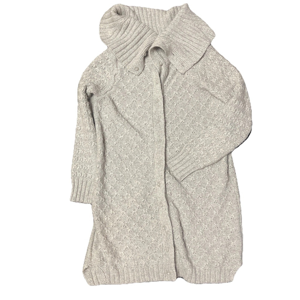 Sparrow By Anrhropology Gray Cowl Neck 40% Merino Buttoned Cardigan Sz L $158